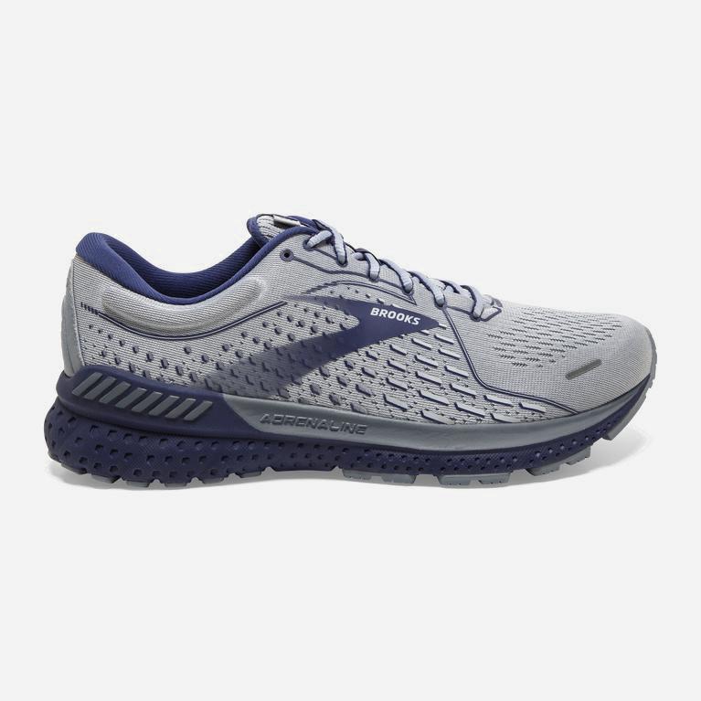 Brooks Men's Adrenaline Gts 21 Walking Shoes Singapore - Grey/Tradewinds/Deep Cobalt (34521-VZIF)